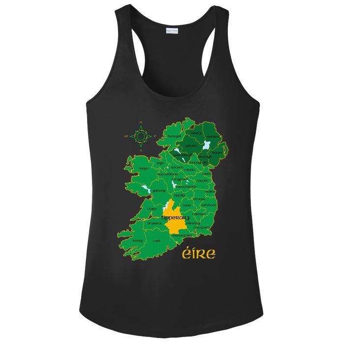 Tipperary Ireland County Map Eire Irish Travel Ladies PosiCharge Competitor Racerback Tank