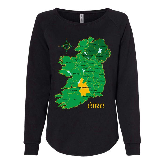 Tipperary Ireland County Map Eire Irish Travel Womens California Wash Sweatshirt