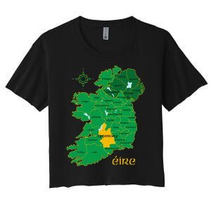 Tipperary Ireland County Map Eire Irish Travel Women's Crop Top Tee