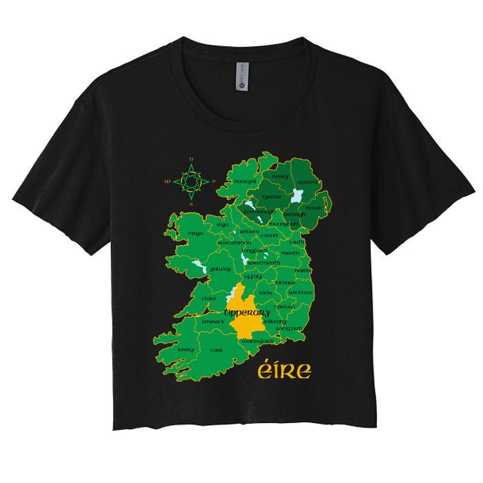 Tipperary Ireland County Map Eire Irish Travel Women's Crop Top Tee