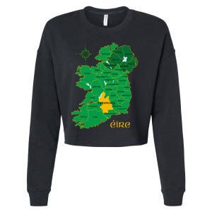 Tipperary Ireland County Map Eire Irish Travel Cropped Pullover Crew