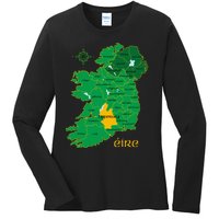 Tipperary Ireland County Map Eire Irish Travel Ladies Long Sleeve Shirt