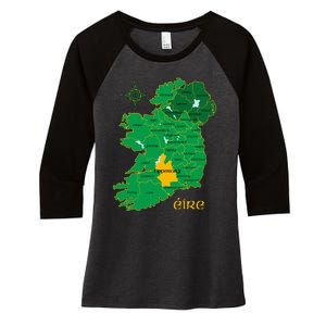 Tipperary Ireland County Map Eire Irish Travel Women's Tri-Blend 3/4-Sleeve Raglan Shirt