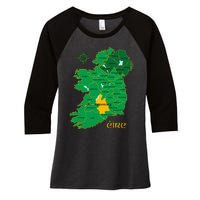 Tipperary Ireland County Map Eire Irish Travel Women's Tri-Blend 3/4-Sleeve Raglan Shirt