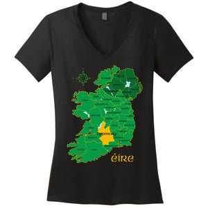 Tipperary Ireland County Map Eire Irish Travel Women's V-Neck T-Shirt