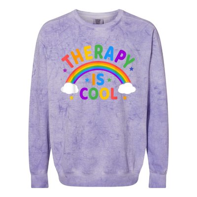 Therapy Is Cool ! End The Stigma Mental Health Awareness Colorblast Crewneck Sweatshirt