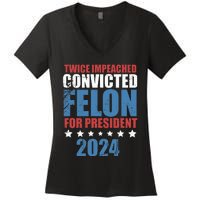 Twice Impeached Convicted Felon Women's V-Neck T-Shirt