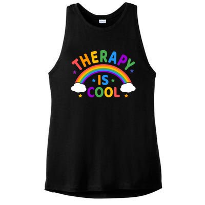 Therapy Is Cool ! End The Stigma Tal Health Awareness Gift Ladies PosiCharge Tri-Blend Wicking Tank