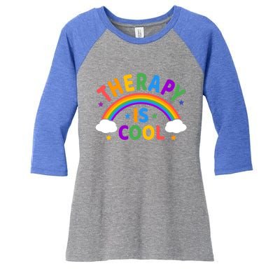 Therapy Is Cool ! End The Stigma Tal Health Awareness Gift Women's Tri-Blend 3/4-Sleeve Raglan Shirt