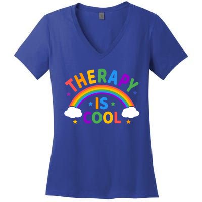 Therapy Is Cool ! End The Stigma Tal Health Awareness Gift Women's V-Neck T-Shirt