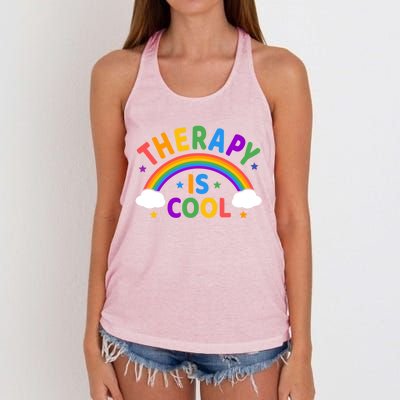 Therapy Is Cool ! End The Stigma Tal Health Awareness Gift Women's Knotted Racerback Tank