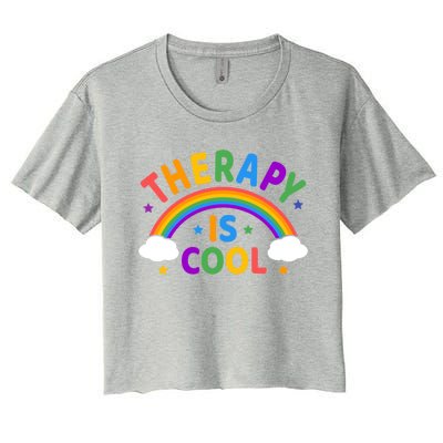 Therapy Is Cool ! End The Stigma Tal Health Awareness Gift Women's Crop Top Tee