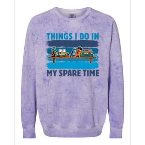 Things I Do In My Spare Time Retro Bookish Reading Books Gift Colorblast Crewneck Sweatshirt