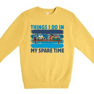 Things I Do In My Spare Time Retro Bookish Reading Books Gift Premium Crewneck Sweatshirt