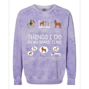 Things I Do In My Spare Time Funny Horse Lovers Colorblast Crewneck Sweatshirt