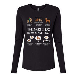 Things I Do In My Spare Time Funny Horse Lovers Womens Cotton Relaxed Long Sleeve T-Shirt