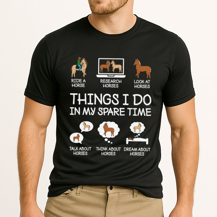 Things I Do In My Spare Time Funny Horse Lovers Cooling Performance Crew T-Shirt