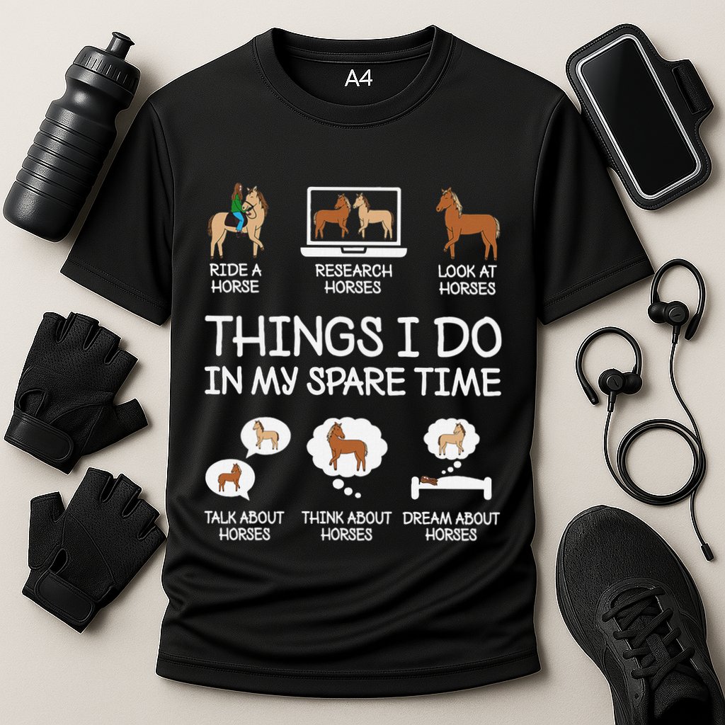 Things I Do In My Spare Time Funny Horse Lovers Cooling Performance Crew T-Shirt
