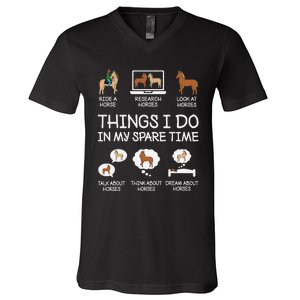 Things I Do In My Spare Time Funny Horse Lovers V-Neck T-Shirt