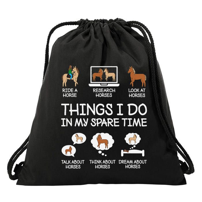 Things I Do In My Spare Time Funny Horse Lovers Drawstring Bag