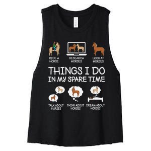 Things I Do In My Spare Time Funny Horse Lovers Women's Racerback Cropped Tank