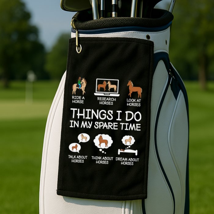 Things I Do In My Spare Time Funny Horse Lovers Golf Towel