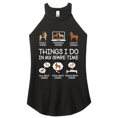 Things I Do In My Spare Time Funny Horse Lovers Women's Perfect Tri Rocker Tank
