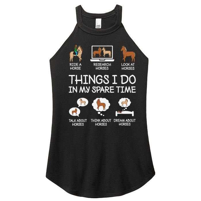 Things I Do In My Spare Time Funny Horse Lovers Women's Perfect Tri Rocker Tank