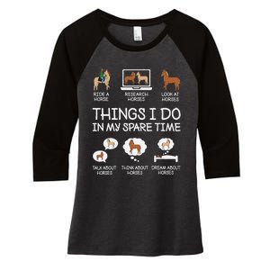 Things I Do In My Spare Time Funny Horse Lovers Women's Tri-Blend 3/4-Sleeve Raglan Shirt