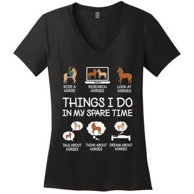 Things I Do In My Spare Time Funny Horse Lovers Women's V-Neck T-Shirt