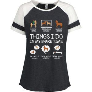 Things I Do In My Spare Time Funny Horse Lovers Enza Ladies Jersey Colorblock Tee