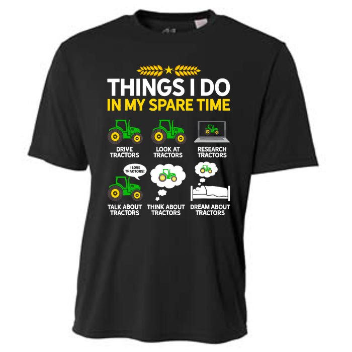 Things I Do In My Spare Time Tractor Agriculture Farmer Cooling Performance Crew T-Shirt