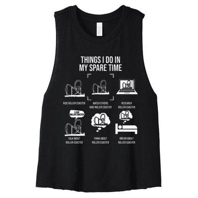 Things I Do In My Spare Time Rollercoaster Theme Park Women's Racerback Cropped Tank