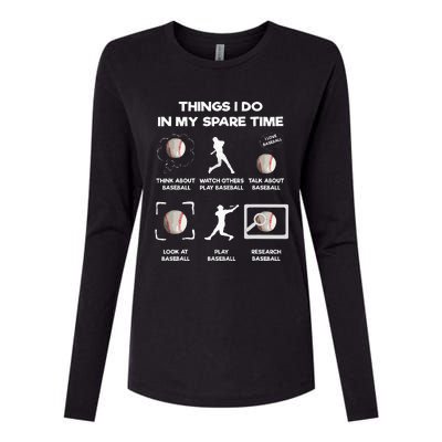 Things I Do In My Spare Time Baseball Womens Cotton Relaxed Long Sleeve T-Shirt