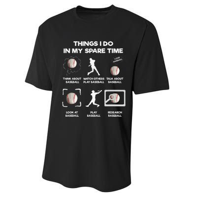 Things I Do In My Spare Time Baseball Performance Sprint T-Shirt