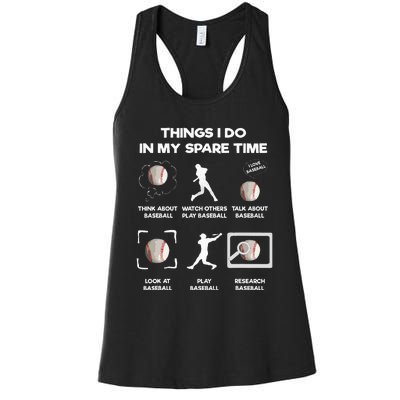 Things I Do In My Spare Time Baseball Women's Racerback Tank