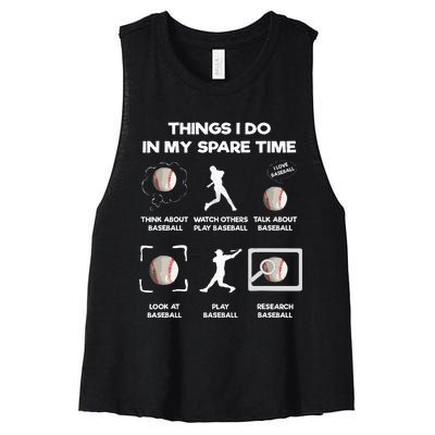 Things I Do In My Spare Time Baseball Women's Racerback Cropped Tank