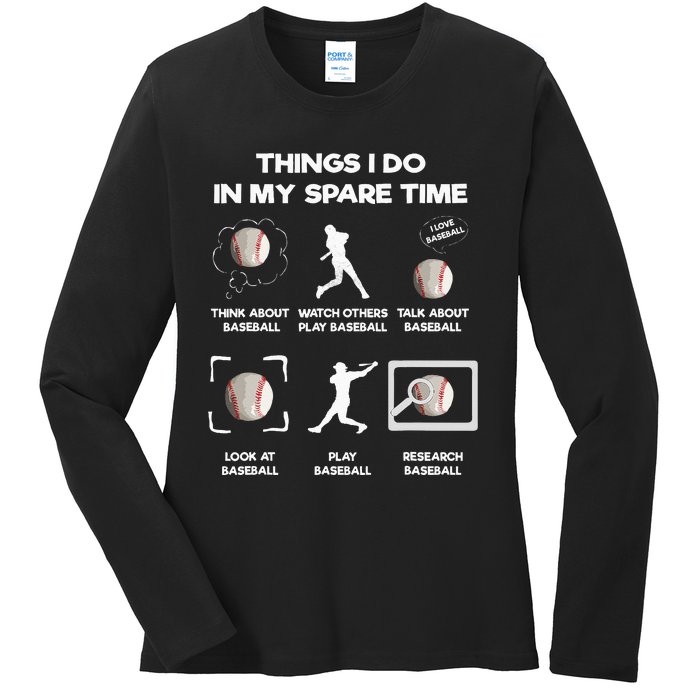 Things I Do In My Spare Time Baseball Ladies Long Sleeve Shirt