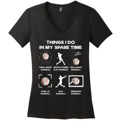 Things I Do In My Spare Time Baseball Women's V-Neck T-Shirt