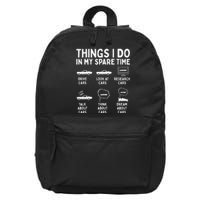 Things I Do in My Spare Time Car Enthusiast Funny Car Guy 16 in Basic Backpack