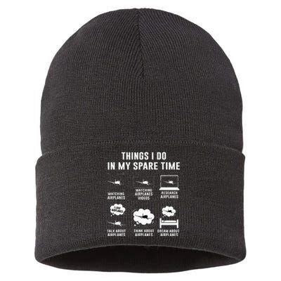 Things I do in my spare time Airplane Gift  Sustainable Knit Beanie