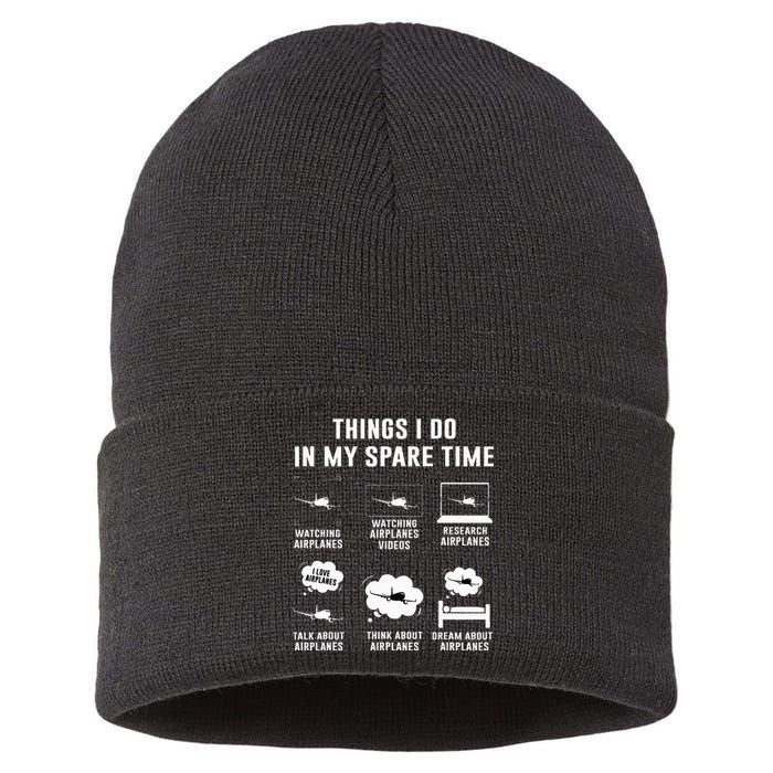 Things I do in my spare time Airplane Gift  Sustainable Knit Beanie