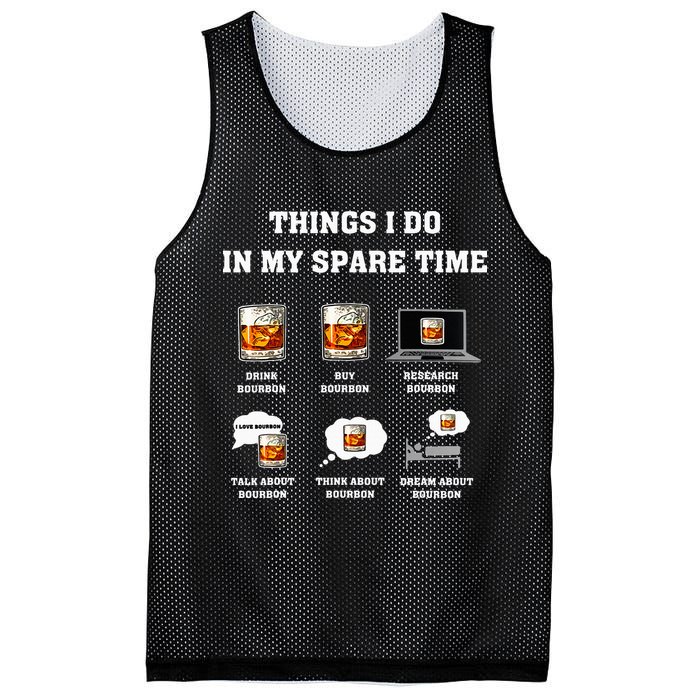 Things I Do In My Spare Time Drink Bourbon Whiskey Mesh Reversible Basketball Jersey Tank