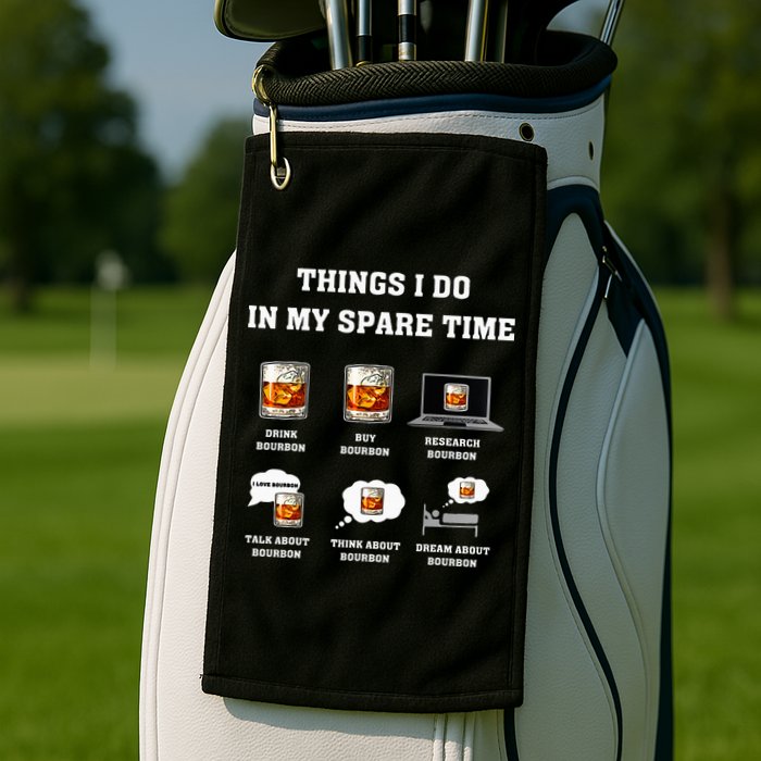 Things I Do In My Spare Time Drink Bourbon Whiskey Golf Towel