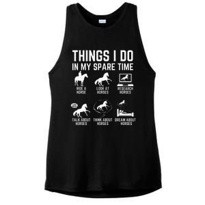 Things I Do In My Spare Time Funny Horse Lovers Ladies PosiCharge Tri-Blend Wicking Tank