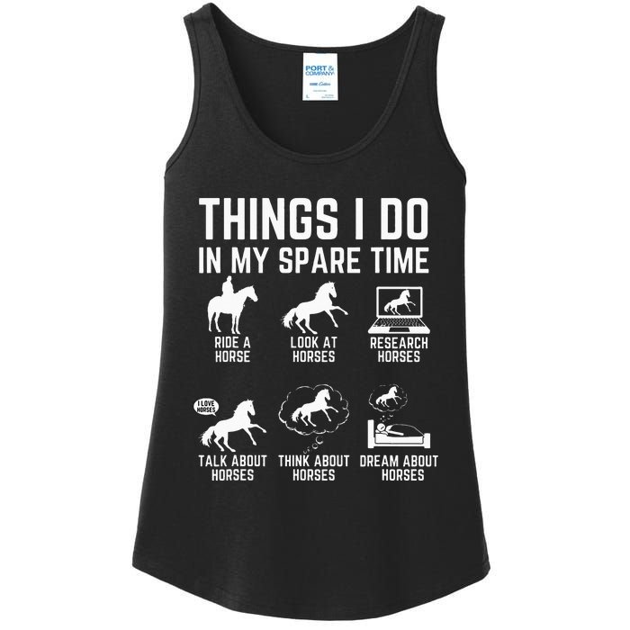 Things I Do In My Spare Time Funny Horse Lovers Ladies Essential Tank