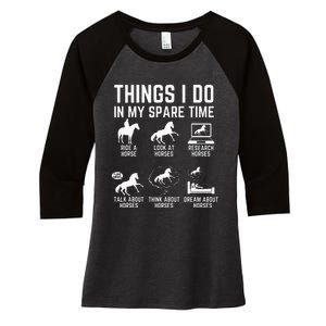 Things I Do In My Spare Time Funny Horse Lovers Women's Tri-Blend 3/4-Sleeve Raglan Shirt