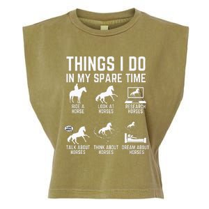 Things I Do In My Spare Time Funny Horse Lovers Garment-Dyed Women's Muscle Tee