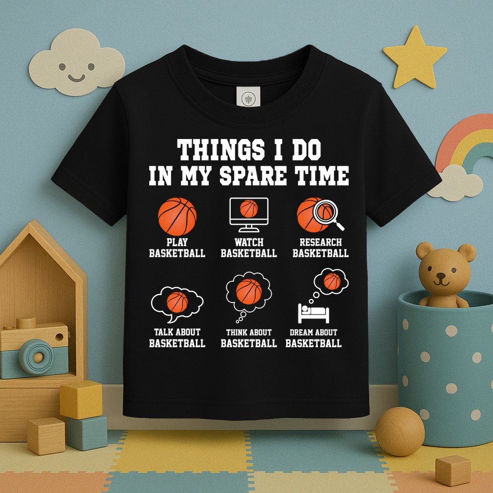 Things I Do My Spare Time Basketball Gift For Sports Fan Toddler T-Shirt