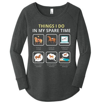 Things I Do In My Spare Time Horse For Women Ladies Women's Perfect Tri Tunic Long Sleeve Shirt